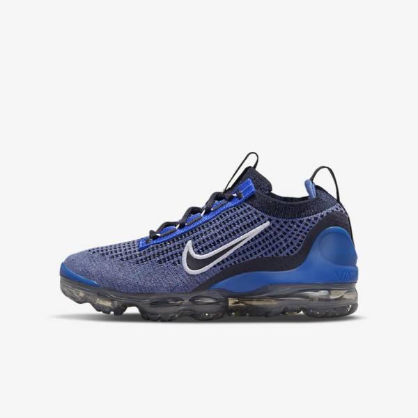 Nike Air VaporMax 2021 FK Older Sneakers Kinderen Koningsblauw Wit Donkergrijs Zwart | NK735RHG