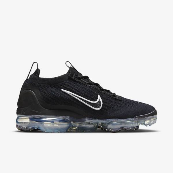 Nike Air VaporMax 2021 FK Sneakers Dames Zwart Metal Zilver Wit | NK604JVA