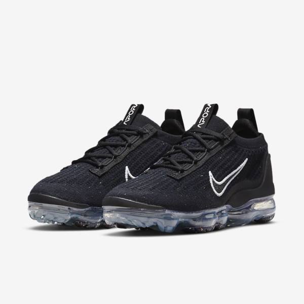 Nike Air VaporMax 2021 FK Sneakers Dames Zwart Metal Zilver Wit | NK604JVA