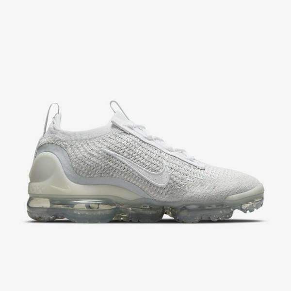 Nike Air VaporMax 2021 FK Sneakers Dames Wit Platina Metal Zilver Wit | NK642OZL