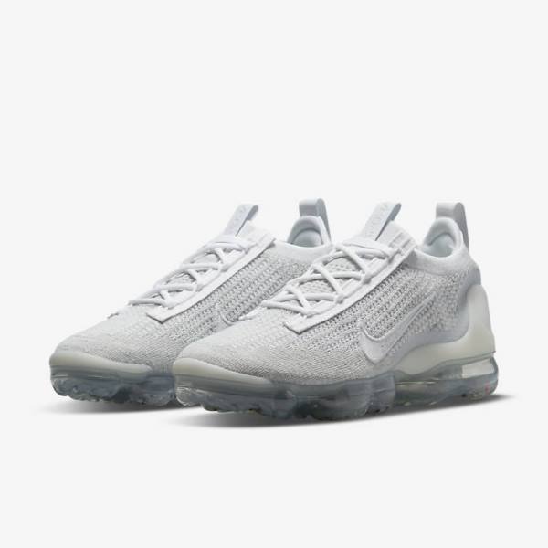 Nike Air VaporMax 2021 FK Sneakers Dames Wit Platina Metal Zilver Wit | NK642OZL