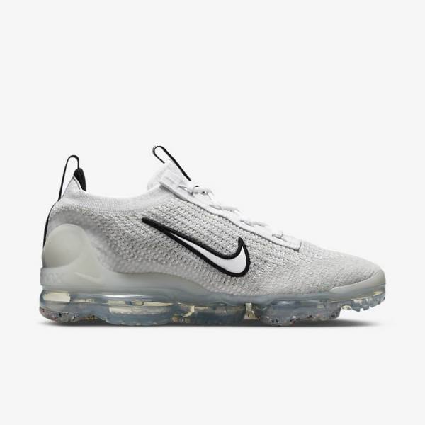 Nike Air VaporMax 2021 FK Sneakers Heren Wit Zwart Metal Zilver | NK071VDY