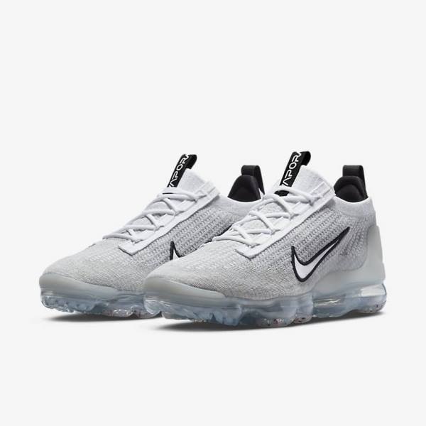 Nike Air VaporMax 2021 FK Sneakers Heren Wit Zwart Metal Zilver | NK071VDY