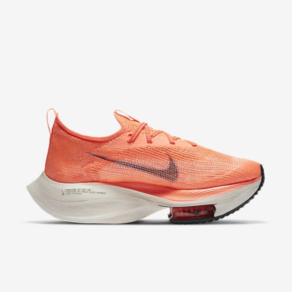 Nike Air Zoom Alphafly NEXT% Flyknit Weg Race Hardloopschoenen Dames Lichtmango Metal Rood Bruin Zwart | NK293CVQ