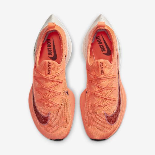 Nike Air Zoom Alphafly NEXT% Flyknit Weg Race Hardloopschoenen Dames Lichtmango Metal Rood Bruin Zwart | NK293CVQ