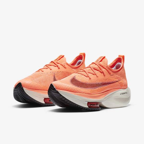 Nike Air Zoom Alphafly NEXT% Flyknit Weg Race Hardloopschoenen Dames Lichtmango Metal Rood Bruin Zwart | NK293CVQ