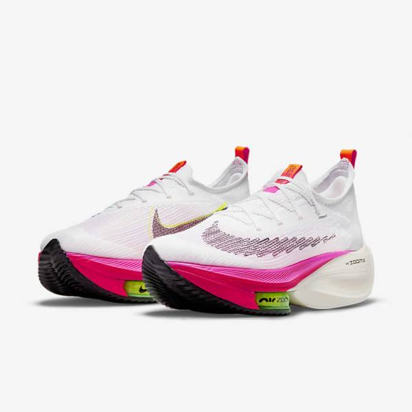 Nike Air Zoom Alphafly NEXT% Flyknit Weg Race Hardloopschoenen Dames Wit Zwart Zwart | NK987TGR