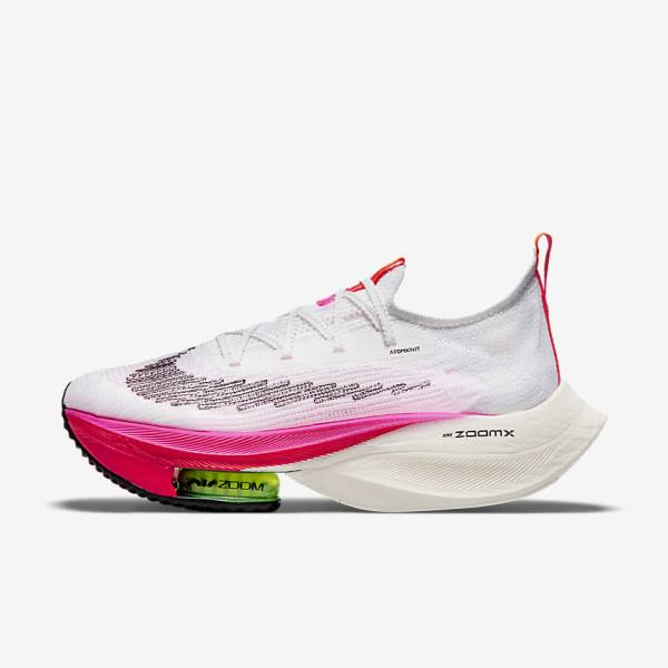 Nike Air Zoom Alphafly NEXT% Flyknit Weg Race Hardloopschoenen Dames Wit Zwart Zwart | NK987TGR