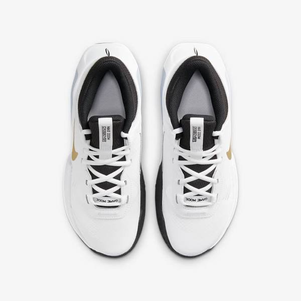 Nike Air Zoom Crossover Older Basketbalschoenen Kinderen Wit Zwart Metal Goud | NK106QRM