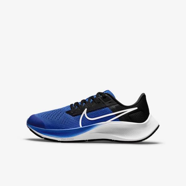 Nike Air Zoom Pegasus 38 Older Weg Hardloopschoenen Kinderen Koningsblauw Zwart Wit | NK317TPE