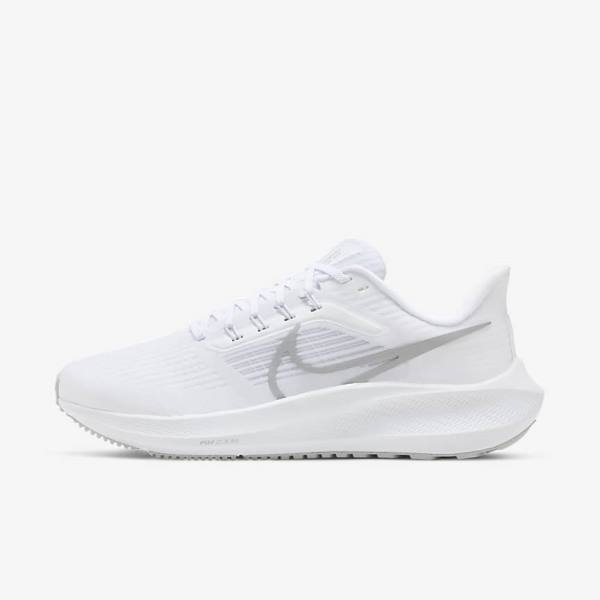 Nike Air Zoom Pegasus 39 Weg Hardloopschoenen Dames Wit Platina Grijs Metal Zilver | NK698WEI