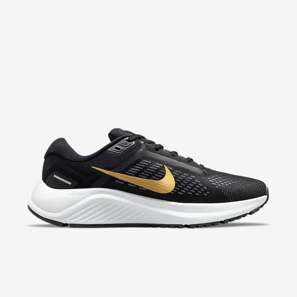 Nike Air Zoom Structure 24 Weg Hardloopschoenen Dames Zwart Donkergrijs Metal Goud | NK307VSY