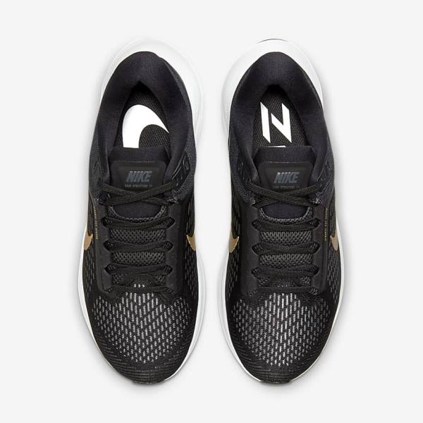 Nike Air Zoom Structure 24 Weg Hardloopschoenen Dames Zwart Donkergrijs Metal Goud | NK307VSY