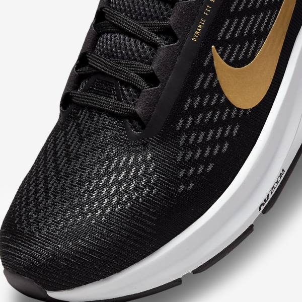 Nike Air Zoom Structure 24 Weg Hardloopschoenen Dames Zwart Donkergrijs Metal Goud | NK307VSY