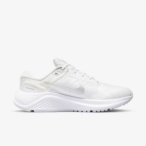 Nike Air Zoom Structure 24 Weg Hardloopschoenen Dames Wit Platina Platina Metal Zilver | NK649KEZ