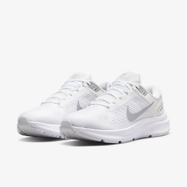 Nike Air Zoom Structure 24 Weg Hardloopschoenen Dames Wit Platina Platina Metal Zilver | NK649KEZ