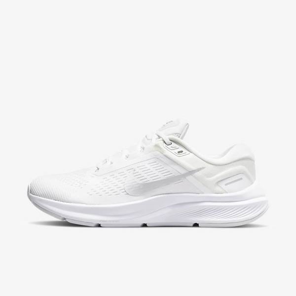 Nike Air Zoom Structure 24 Weg Hardloopschoenen Dames Wit Platina Platina Metal Zilver | NK649KEZ