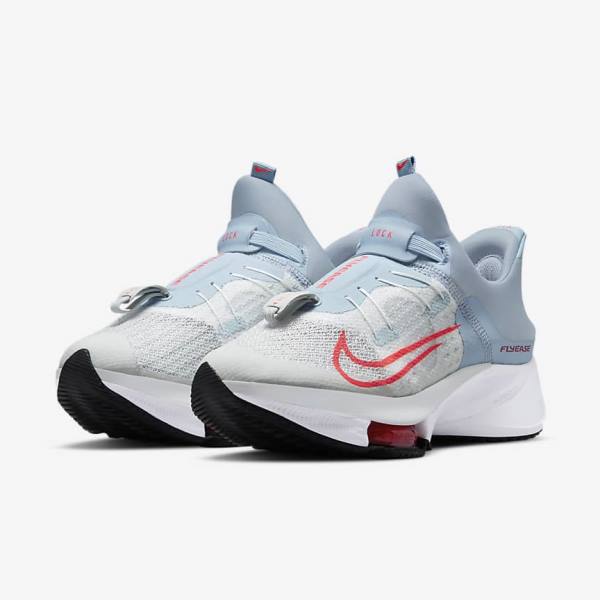 Nike Air Zoom Tempo NEXT% FlyEase Easy On-Off Weg Hardloopschoenen Dames Lichtblauw Platina Wit Rood | NK465WQO