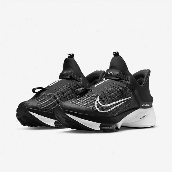 Nike Air Zoom Tempo NEXT% FlyEase Easy On-Off Weg Hardloopschoenen Heren Zwart Wit | NK526RHW