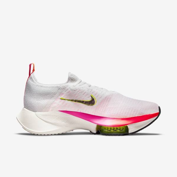 Nike Air Zoom Tempo NEXT% Flyknit Weg Hardloopschoenen Heren Wit Koraal Roze Zwart | NK284HML