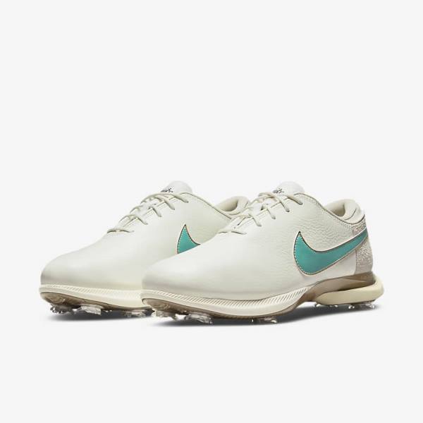 Nike Air Zoom Victory Tour 2 Golfschoenen Heren Wit Lichtbruin Turquoise | NK046SWZ