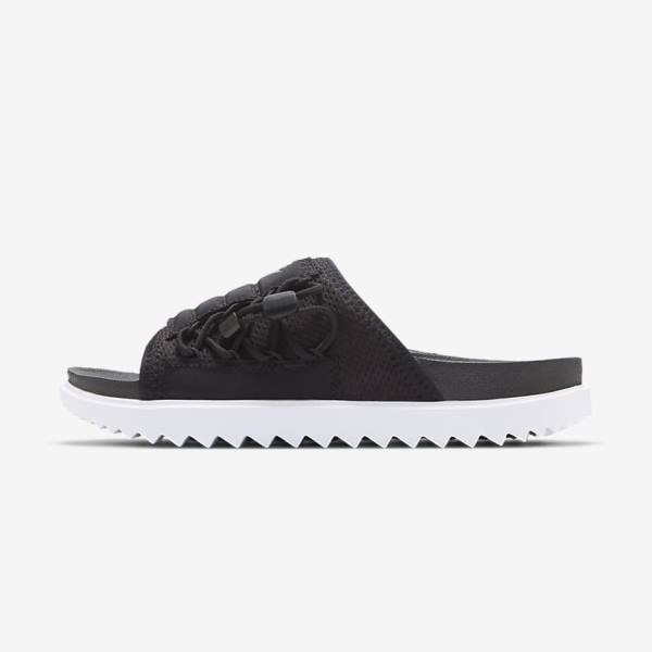 Nike Asuna Badslippers Dames Zwart Wit Donkergrijs | NK569QKH