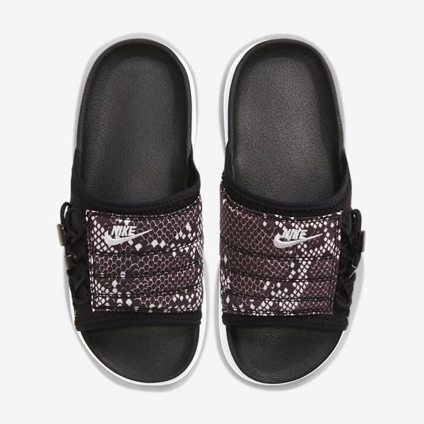 Nike Asuna Print Badslippers Dames Zwart | NK175LGV