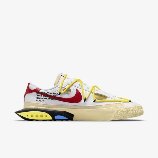 Nike Blazer Low 77 x Off-White™ Sneakers Heren Wit Geel Khaki Rood | NK892IDV