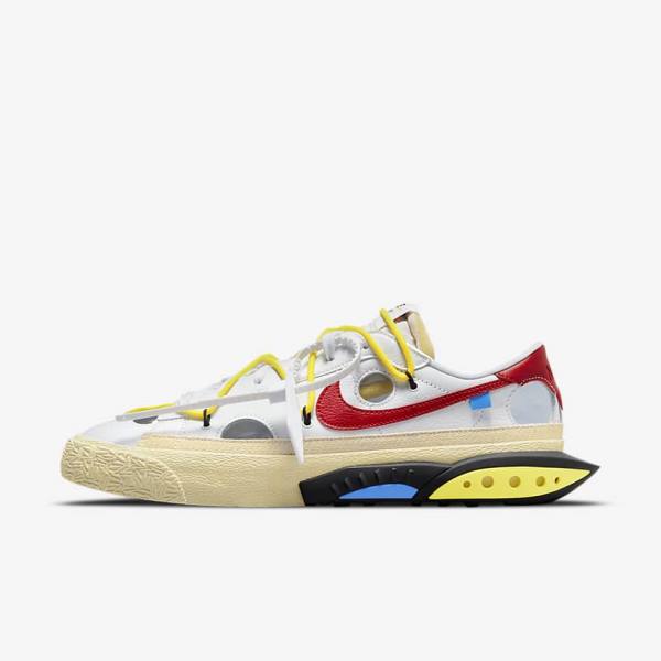 Nike Blazer Low 77 x Off-White™ Sneakers Heren Wit Geel Khaki Rood | NK892IDV