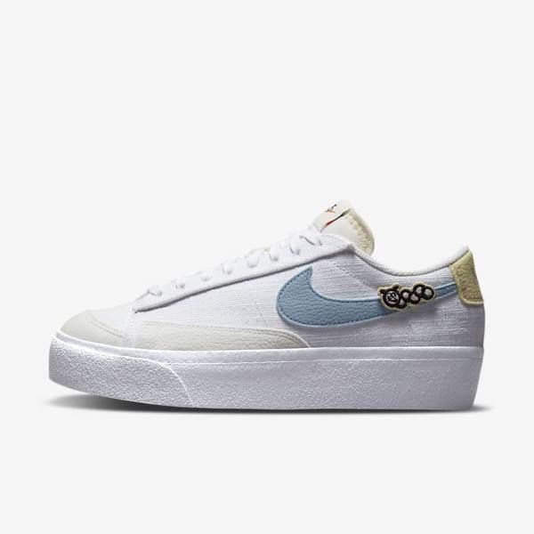 Nike Blazer Low Platform Next Nature Sneakers Dames Wit Roze Wit Blauw | NK142GAM