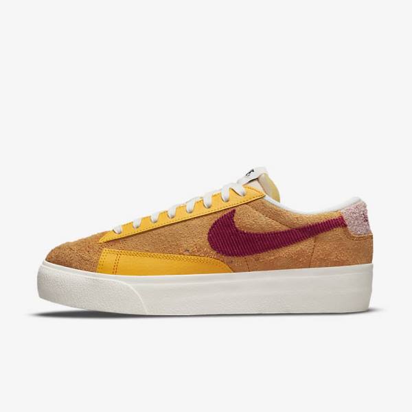 Nike Blazer Low Platform Sneakers Dames Goud Roze Bordeaux | NK348RDV