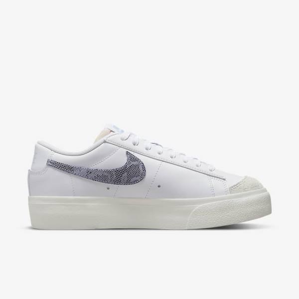 Nike Blazer Low Platform Sneakers Dames Wit Lichtblauw | NK584QEM