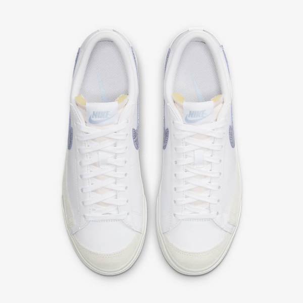 Nike Blazer Low Platform Sneakers Dames Wit Lichtblauw | NK584QEM