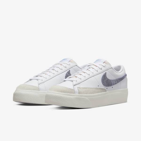 Nike Blazer Low Platform Sneakers Dames Wit Lichtblauw | NK584QEM