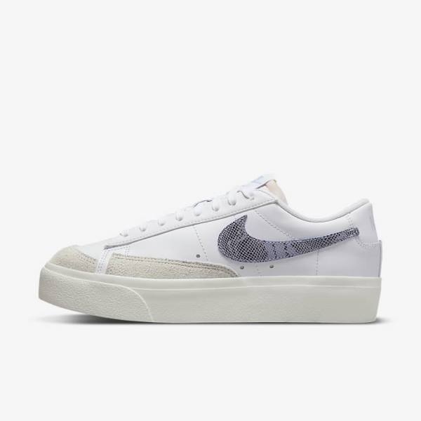 Nike Blazer Low Platform Sneakers Dames Wit Lichtblauw | NK584QEM