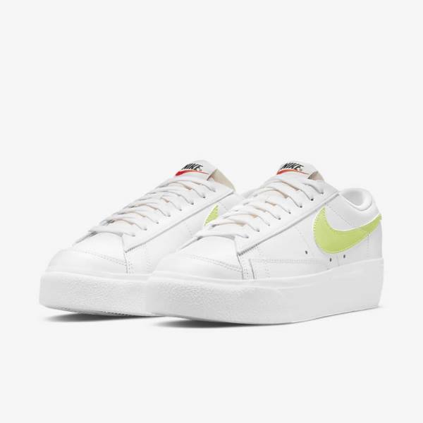 Nike Blazer Low Platform Sneakers Dames Wit Zwart Lichtcitroen | NK745PHW