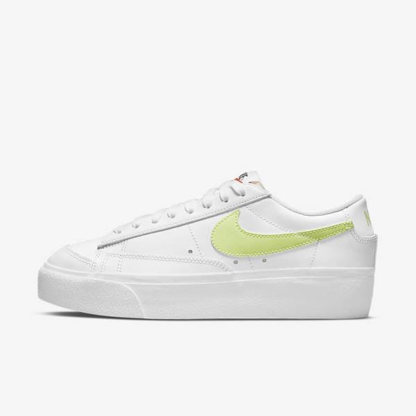 Nike Blazer Low Platform Sneakers Dames Wit Zwart Lichtcitroen | NK745PHW