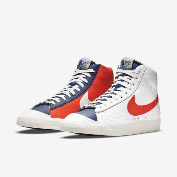 Nike Blazer Mid 77 EMB Sneakers Heren Wit Blauw Oranje | NK509EGK