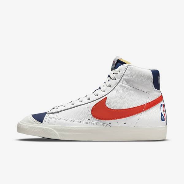 Nike Blazer Mid 77 EMB Sneakers Heren Wit Blauw Oranje | NK509EGK