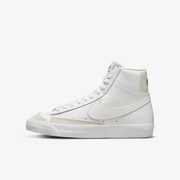 Nike Blazer Mid 77 Older Basketbalschoenen Kinderen Wit Lichtbruin Wit | NK089HBF