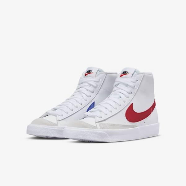 Nike Blazer Mid 77 Older Basketbalschoenen Kinderen Wit Blauw Zwart Rood | NK510QMF