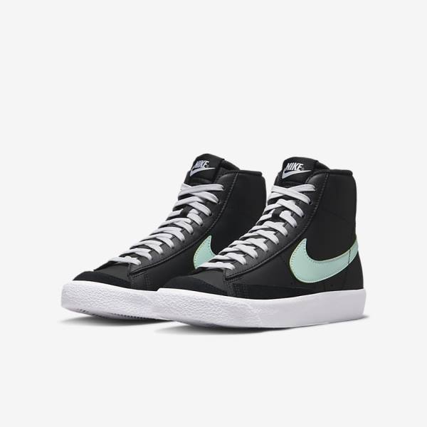 Nike Blazer Mid 77 Older Sneakers Kinderen Zwart Wit Mintgroen | NK204LNI