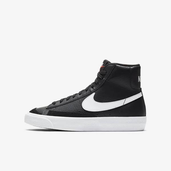 Nike Blazer Mid 77 Older Sneakers Kinderen Zwart Wit Oranje | NK769HUL