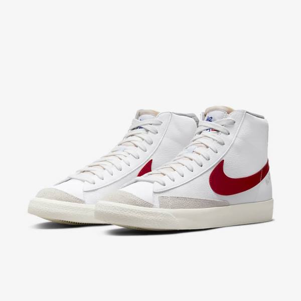 Nike Blazer Mid 77 Sneakers Heren Wit Lichtgrijs Rood | NK261AQP