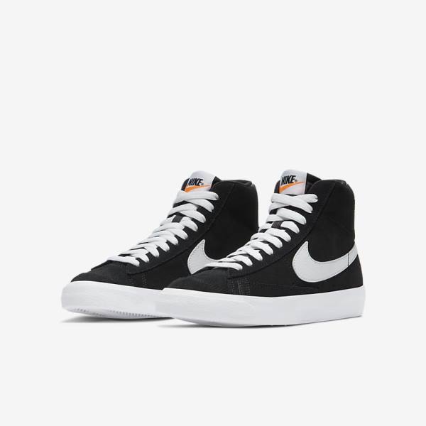 Nike Blazer Mid 77 Suede Older Sneakers Kinderen Zwart Oranje Wit | NK615XMO