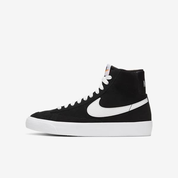 Nike Blazer Mid 77 Suede Older Sneakers Kinderen Zwart Oranje Wit | NK615XMO