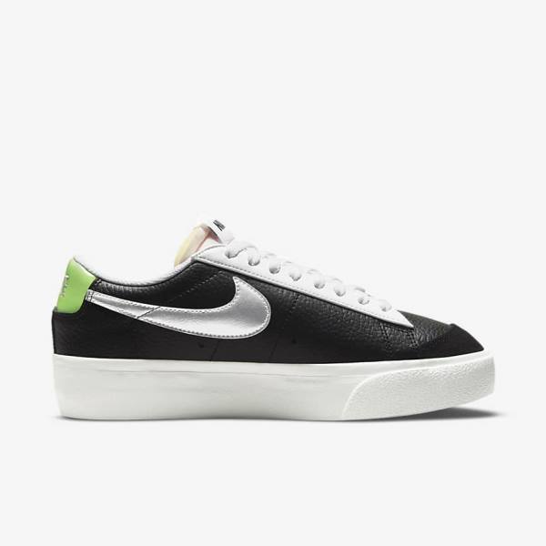 Nike Blazer Platform Sneakers Dames Zwart Wit Groen Metal Zilver | NK301WNR