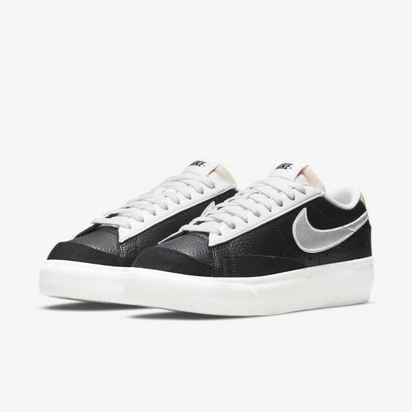 Nike Blazer Platform Sneakers Dames Zwart Wit Groen Metal Zilver | NK301WNR