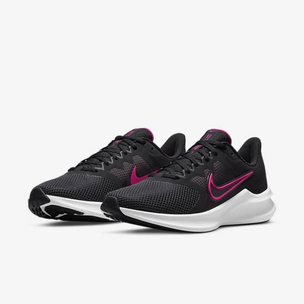 Nike Downshifter 11 Weg Hardloopschoenen Dames Zwart Donkergrijs Wit | NK034KTA