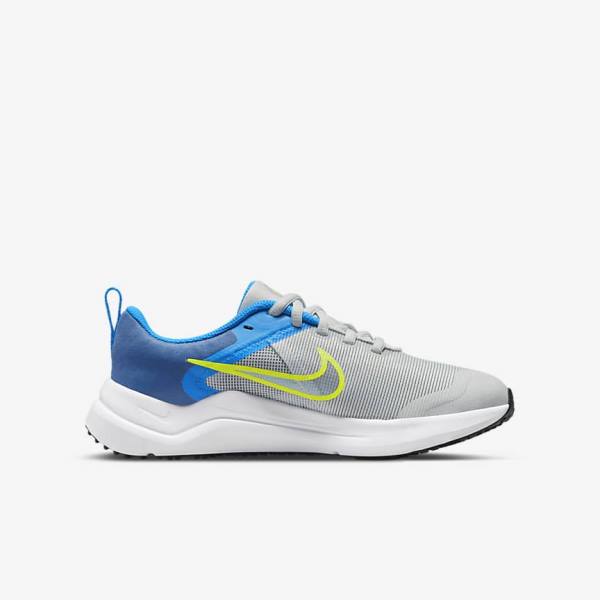 Nike Downshifter 12 Older Weg Hardloopschoenen Kinderen Grijs Blauw Grijs Donkerblauw Grijs | NK319KLS